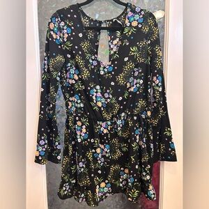 Patrons of Peace Black Floral Romper B10
